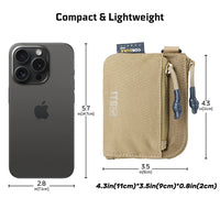 1TG TACTICAL Waterproof EDC Pouch Portable Key Change Purse Wallet Travel Kit Coin Mini Purse & Card Slots And Zippers Pouch