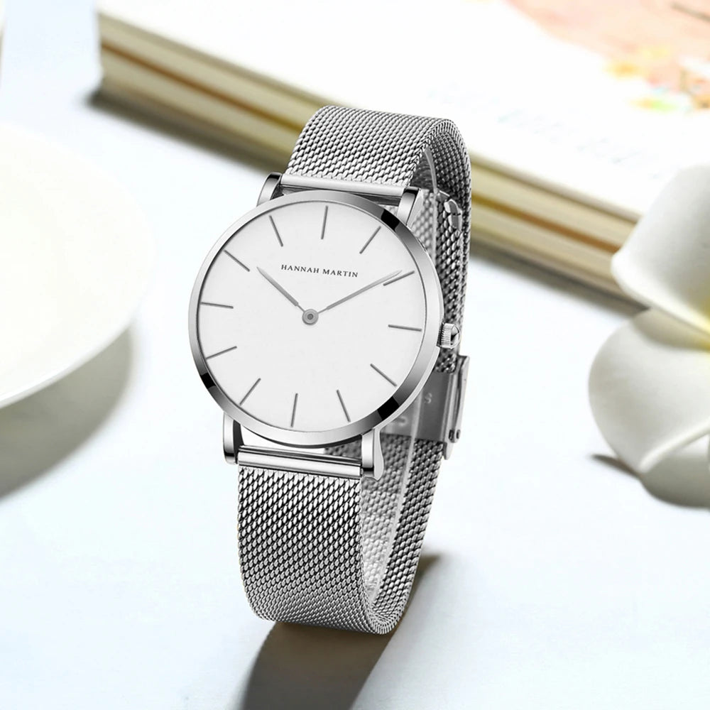 Hannah Martin Women Watch Top Brand Japan Quartz Movement 36mm Rose Gold Waterproof Fashionable Nordic Minimalist Ladies Watches