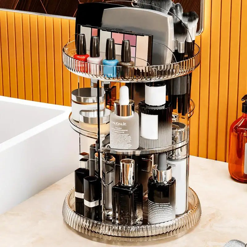 Rotating Makeup Organizer 6 Layers Acrylic Transparent Skincare Organizer 360 Degree Rotatable Make up Holder Large Capacity