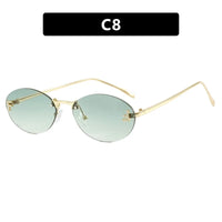 Rimless Retro Oval Sunglasses Cat Eye Sun Glasses Frameless F Letter UV400 Punk Sunglass Men Shade Driving Eyewear Gafas De Sol
