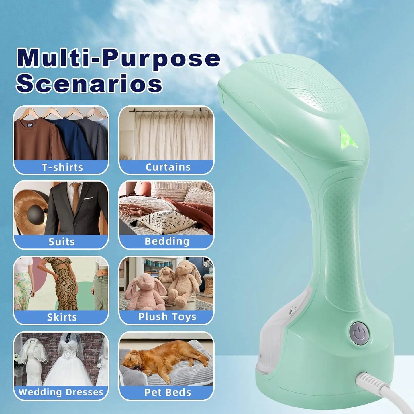 Clothes Steamer, Portable Hand held Garment Steamer Iron 1600W 280ml Water Tank for Curtains,Beddings,Cowboy hats Wedding Dress