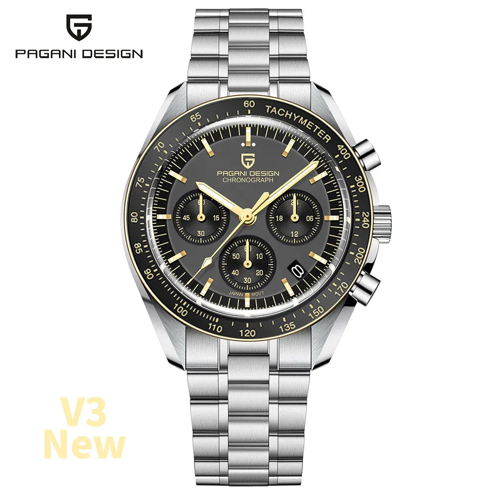 PAGANI DESIGN 2024 New V5 PD1701 Men's Watches Luxury Quartz Watch Men Sport Speed Chronograph AR Sapphire glass 100M Waterproof