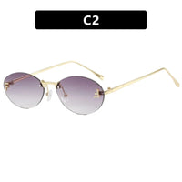 Rimless Retro Oval Sunglasses Cat Eye Sun Glasses Frameless F Letter UV400 Punk Sunglass Men Shade Driving Eyewear Gafas De Sol