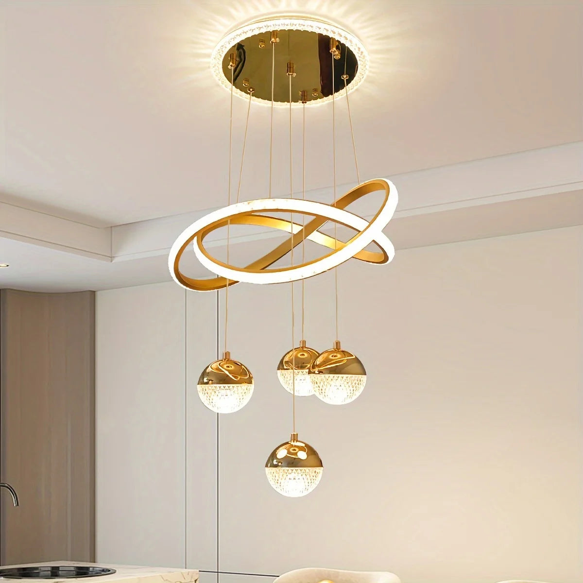 Modern LED Restaurant Lamp, Three-color Dimmable Light, Dining Room Chandelier, Apartment Living Room Clothing Store Bar Light